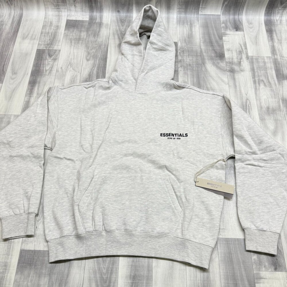 ✅Mens M Essentials Fear of God Grey/Light Oatmeal Hoodie Pullover Sweatshirt
